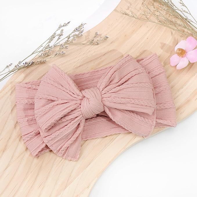 CÉLLOT 6 Pcs Baby Bows Headbands Nylon Hairbands Baby Girl Bows Hair Accessories for Newborn Infant Toddler Essentials (Classic Pink Series)