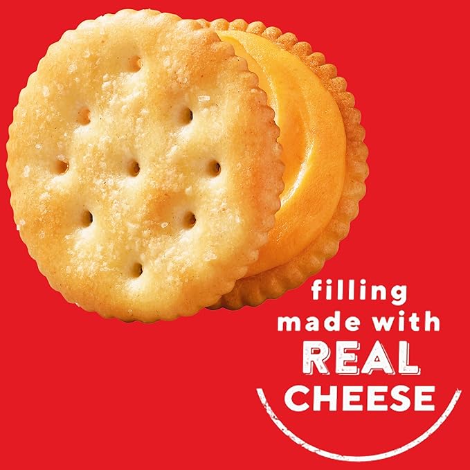 RITZ Cheese Sandwich Crackers, Lunch Snacks, 48 Snack Packs (6 Boxes, 6 Crackers Per Pack)