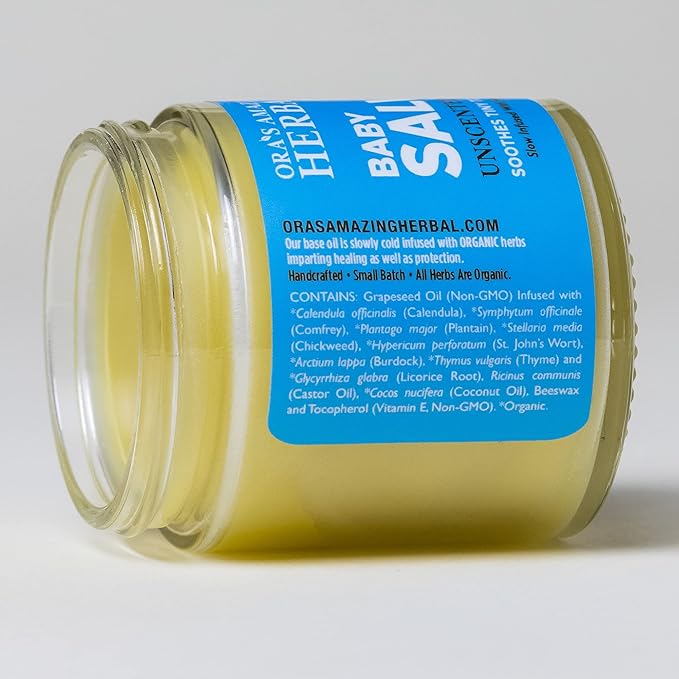 Baby Salve, Diaper Balm Ointment with Organic Coconut Oil, Natural Baby Cream with Calendula, 1 oz Travel Size, Ora's Amazing Herbal