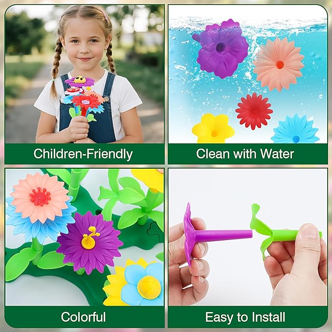 Flower Garden Building Toys - Best Birthday Gifts for Toddler Girls Ages 3 4 5 6 7 Year Old - DIY Educational STEM Toy Sets with 140+ Pcs for Kids