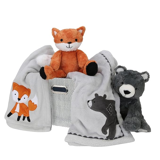 Lambs & Ivy Blue 5-Piece Baby Gift Basket for Baby Shower/Newborn Welcome Home