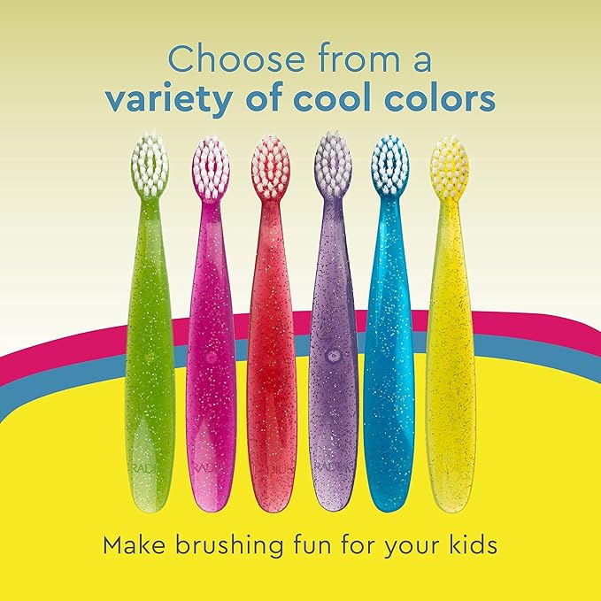 RADIUS Totz Toothbrush Extra Soft Brush BPA Free & ADA Accepted Designed for Delicate Teeth & Gums for Children 18 Months & Up - Purple Pink Coral - Pack of 3