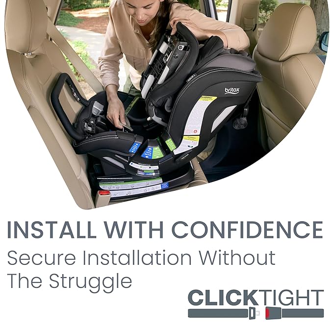 Britax Poplar S Convertible Car Seat, 2-in-1 Car Seat with Slim 17-Inch Design, ClickTight Technology, Stone Onyx