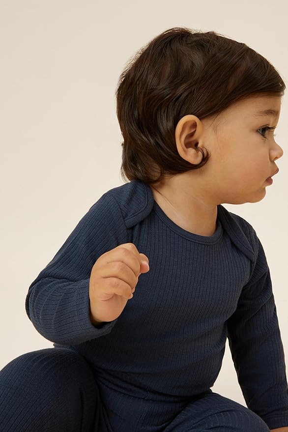 MORI Baby Unisex Long Sleeve Bodysuit Viscose from Bamboo and Organic Cotton - Comfortable Toddler Romper for Boys and Girls