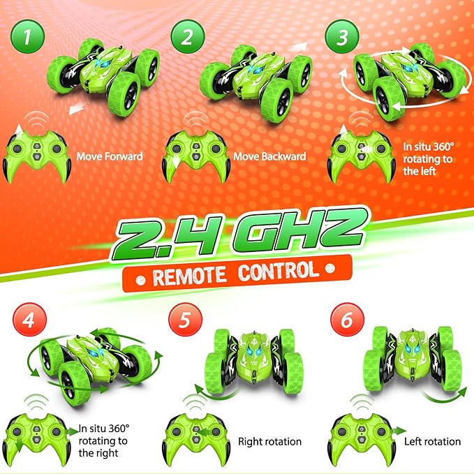 Remote Control Car,RC Cars for 4 5 6 7 8 9 10 11 12 Year Old Boy Double Sided 360°Flip 4WD Rechargeable Drift RC Race Car Boys Toys Birthday Gifts Christmas Basket Stuffers for Kids Age 4-12