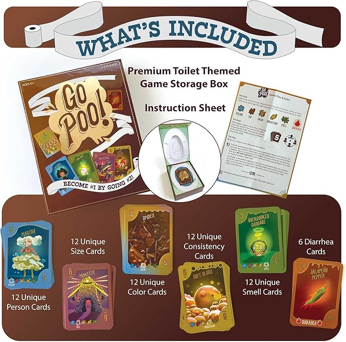 Paper House: Go Poo! The Game - Laugh Out Loud Funny Card Collection, Family Night, Hilarious Toilet Humor, Adults Kids Age 6+, 2-6 Players