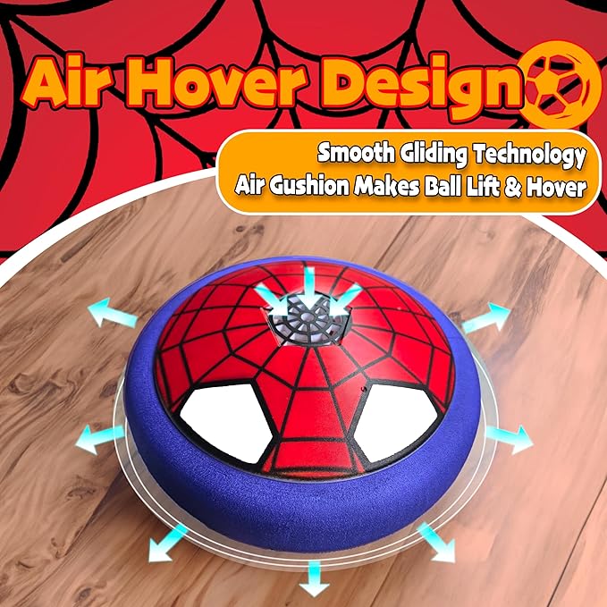 Soccer Toys for Boys 4-6 Hover Soccer Ball Indoor Gifts for Boys Kids Toys Birthday Gifts for 4 5 6 7 8 9 10 Year Old Boy Air Floating Soccer Toy with LED Lights Foam Bumper