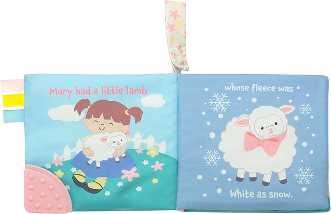 Magic Years 5 inch Soft, Crinkle Activity Book with Teether and Travel Strap for Baby, Mary Had a Little Lamb, Multicolored