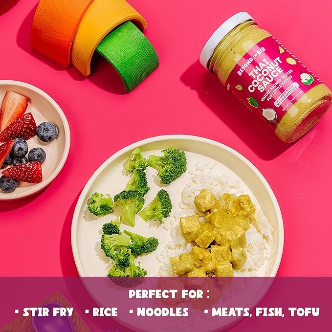 Beyond the Bib All Natural Toddler Sauces for Picky Eaters - Hidden Vegetables, No Added Sugar, Quick & Healthy Mealtime Solution - For 24+ Months (Thai Coconut Sauce - 3 Pack)