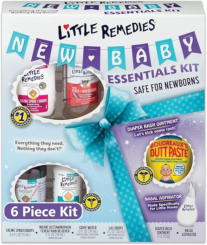 Little Remedies New Baby Essentials Kit, 6 Piece Kit for Baby's Nose and Tummy (Pack of 2)