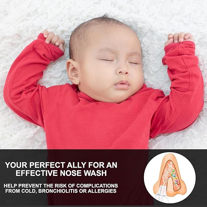 Baby Nasal Aspirator, 1 Pack, 4 Pieces - Safe and Reusable Silicone Nasal Aspirator for Newborn - Infant Mucus Removal with 10ml Nose Cleaner Syringe - Nasal Spray/Nasal Hygiene