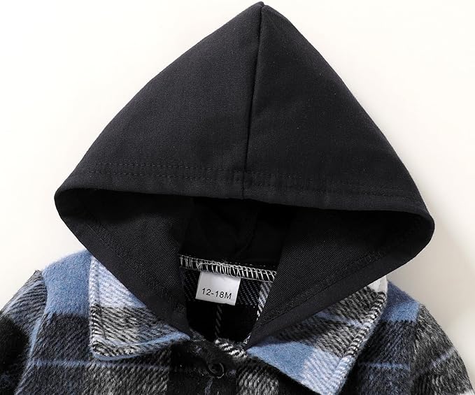 YOUNGER STAR Toddler Kids Boys Girls Flannel Hooded Plaid Shirt Button Baby Red Clothes
