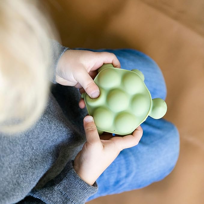 Doddle & Co. The Chew Slow Poke Turtle Teether with Poppable Bubbles | Toddler Teething Fidget Toy for Baby | Enhaces Oral Fit & Easy to Hold & Grab | Helps in Development for Babies | Pack of 1