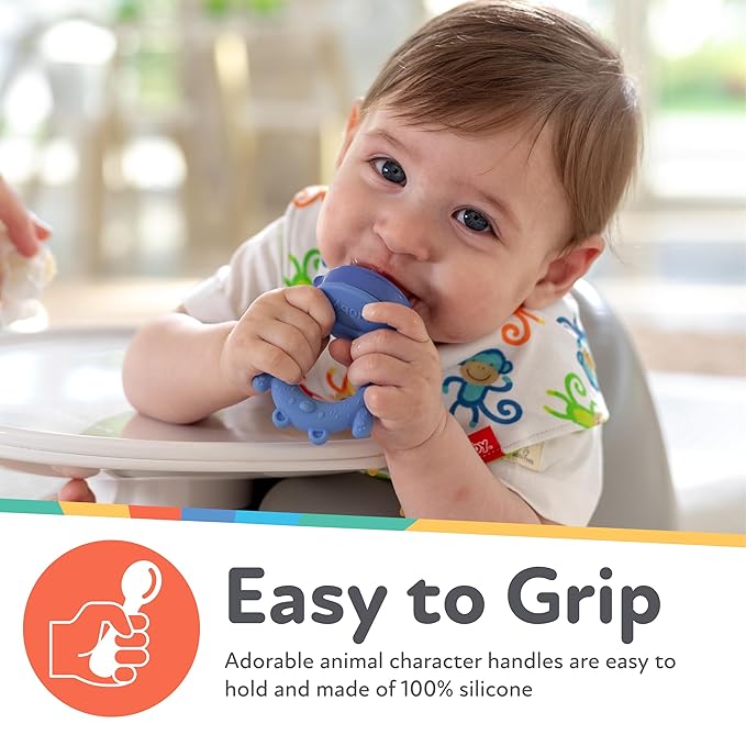 Nuby Silicone Nibbler Feeder for Kids - Soft Baby Feeding and Teething Toy - 10+ Months - Blue Bear