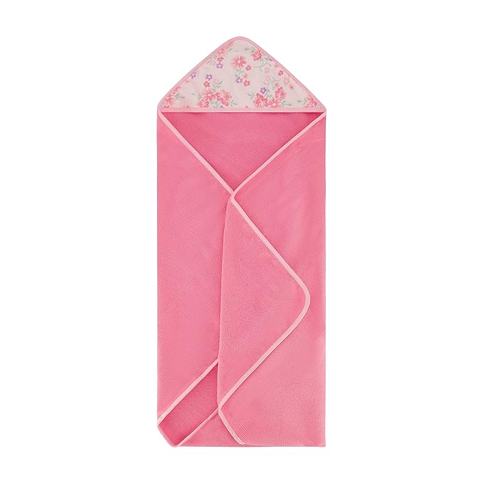 Cudlie Buttons & Stitches Baby Girl 3 Pack Rolled/Carded Hooded Towels in Bless This Baby Print, GS71730
