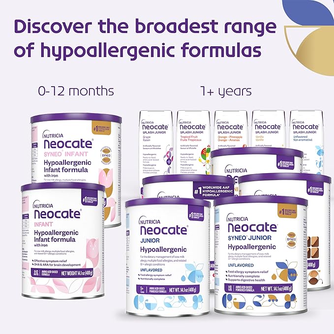 Nutricia Neocate Syneo Junior - Hypoallergenic, Dairy-free, Amino Acid-Based Formula for 1+ Years - For Toddlers, Kids & Teens - Powdered Formula- Syneo Junior - 14.1 oz can (Case of 4)