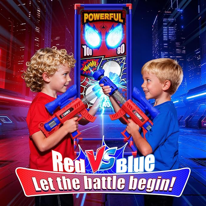 Shooting Toy Set with Hero-Style Target & 2 Cool Air Pump Launcher,Indoor Outdoor Kids Toy,Action Shooting Games,Boys Toys Age 3 4 5 6 7 8 9 10 11 12, Holiday Presents for Boy