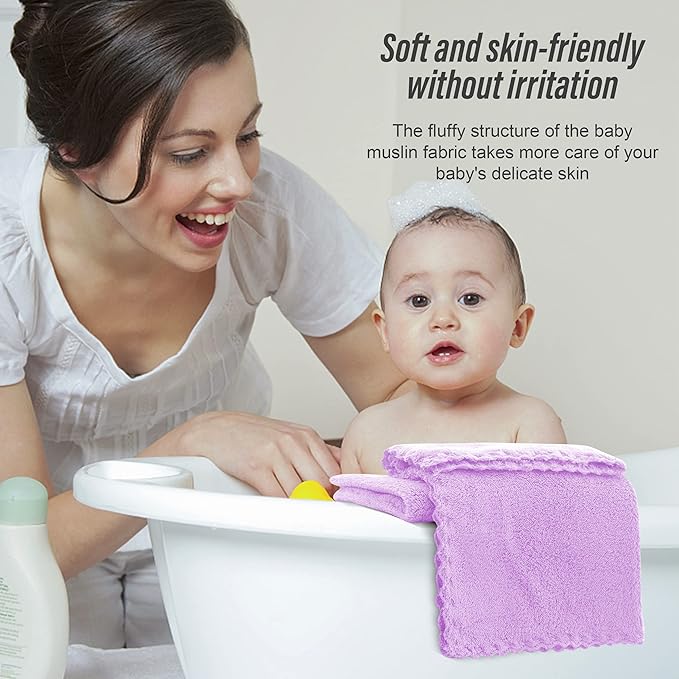 Sunny zzzZZ Ultra Soft 24 Pack Baby Washcloths - 10x10 Inches - Coral Fleece Extra Absorbent Wash Clothes for Babies, Infants and Toddlers - Sensitive Skin and Newborn - Ideal Baby - Violet Purple