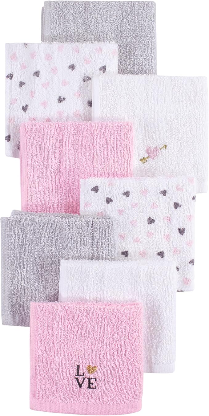 Hudson Baby Unisex Baby Super Soft Cotton Washcloths, Love, One Size