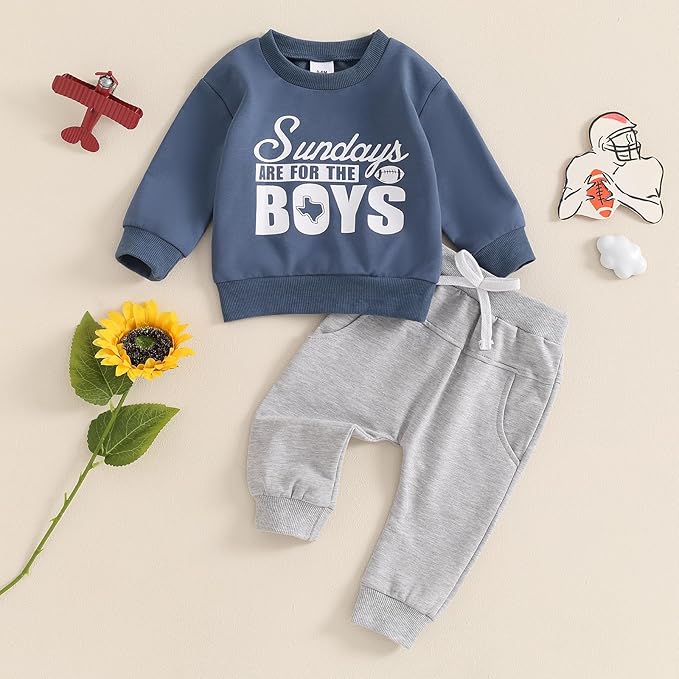 ZAXARRA Toddler Newborn baby boys Fall Outfits Long Sleeve Letter Print Sweatshirt Tops Pocket Pants Casual Clothing Sets