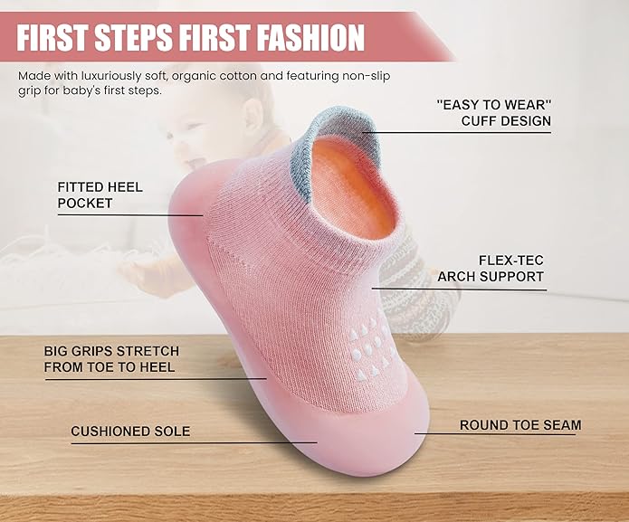 Baby Sock Shoes Boys Girls First Walking Shoes Non-Slip Slippers Soft Sole Sneakers Toddler Infant Babygirl