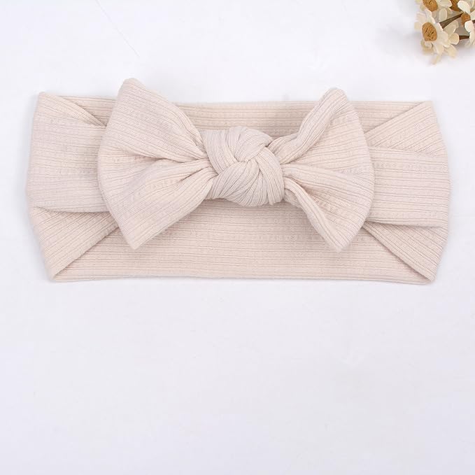 Handmade Baby Headbands Soft Stretchy Nylon Hair Bands with Bows for Newborn Infant Baby Toddler Girls- Pack of 3 (Set-B, 3 Count (Pack of 1))