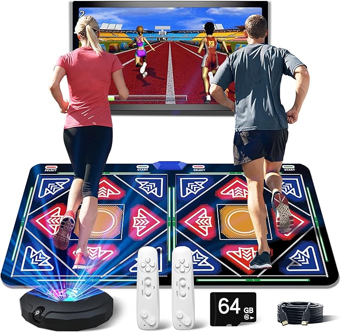 HDMI Musical Electronic Dance Mats with Camera,64G Memory Card,It Features 1030 Games、700 Songs and 81 MV,Double User Fitness Dance Pad Dancing Mat for Kids & Adults, Gift for Boys & Girls