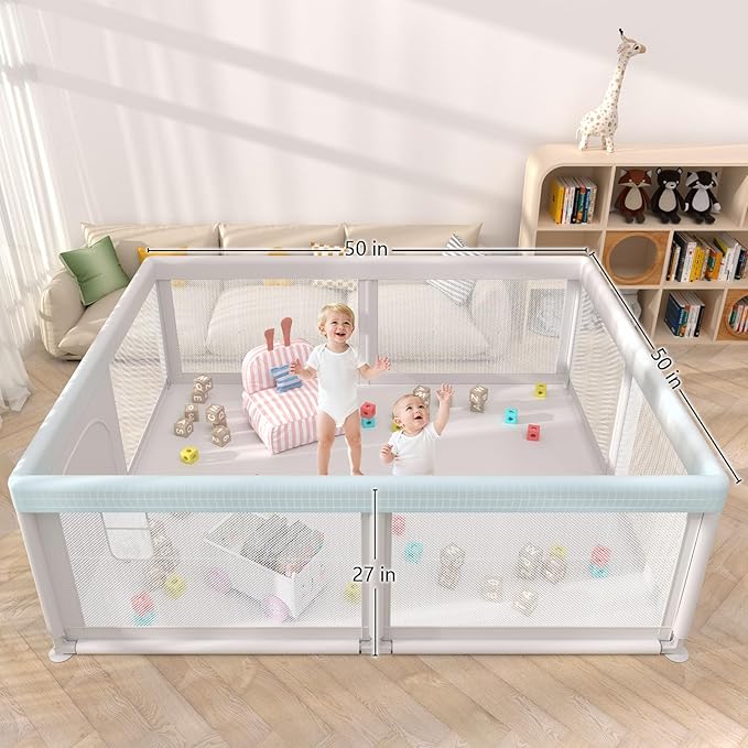 Baby Playpen Play Pens for Babies and Toddlers Play Yards for Indoor & Outdoor with Breathable Mesh Anti-Fall Playpen Grey
