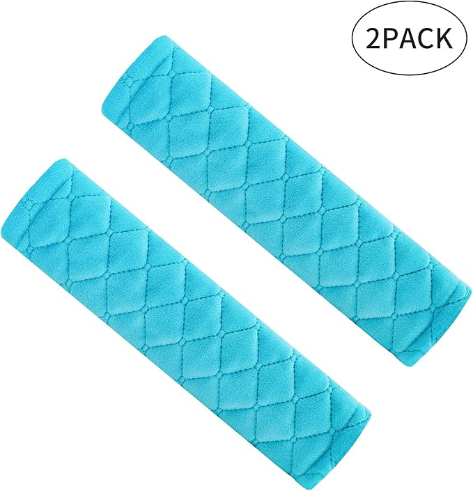 Amooca Soft Auto Seat Belt Cover Seatbelt Shoulder Pad Cushions 2 PCS for a More Comfortable Driving Universal Fit for All Cars and Backpack Blue