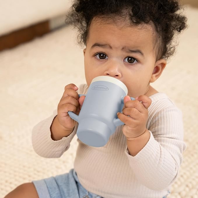 Infantino My 1st Tiny Tumbler, Silicone Sippy Cup with Straw & Handle, Spill-Resistant Baby Cup for On-the-Go, BPA-Free Transition Cup, Clarity