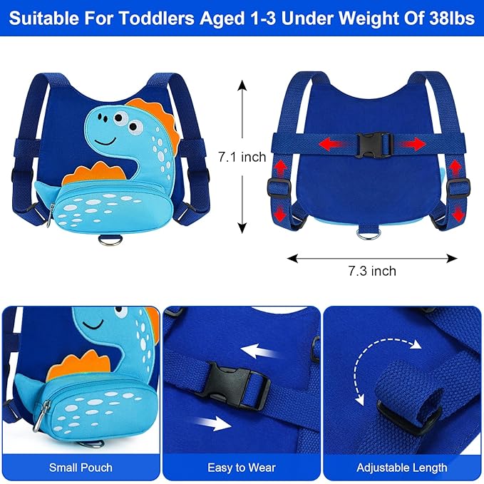 Accmor Toddler Harness Leash with Anti Lost Wrist Link, Cute Dinosaur Kids Walking Restraint Belt, Keep Child Close Hand Strap Tether for Baby Boys Girls Outdoor Travel