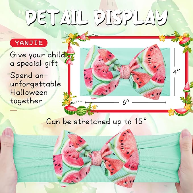 YanJie Soft Newborn Nylon Headbands & Hair Bows for Baby Girls, Infants, Toddlers