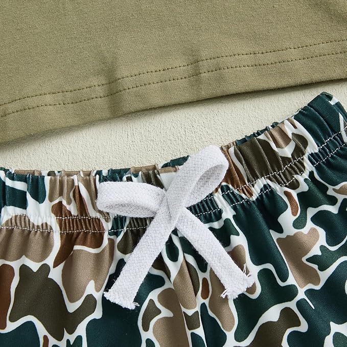 fhutpw Toddler Baby Boy Summer Clothes Tractor Letter Short Sleeve T-Shirt Tops Pockets Casual Shorts Set Infant Outfits
