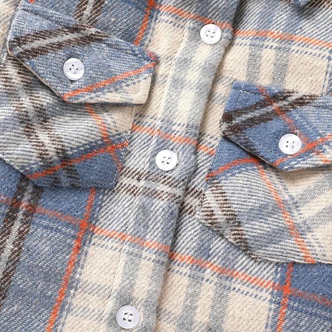 YOUNGER STAR Toddler Kids Boys Girls Flannel Hooded Plaid Shirt Button Baby Red Clothes