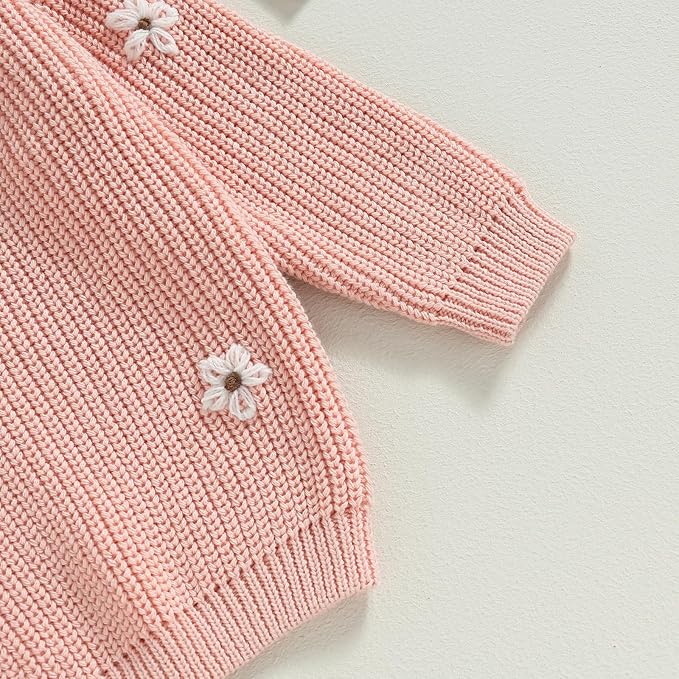 Mubineo Baby Girl Winter Clothes Cute Flower Sweater Crewneck Pullover Long Sleeve Knit Newborn Infant Sweaters