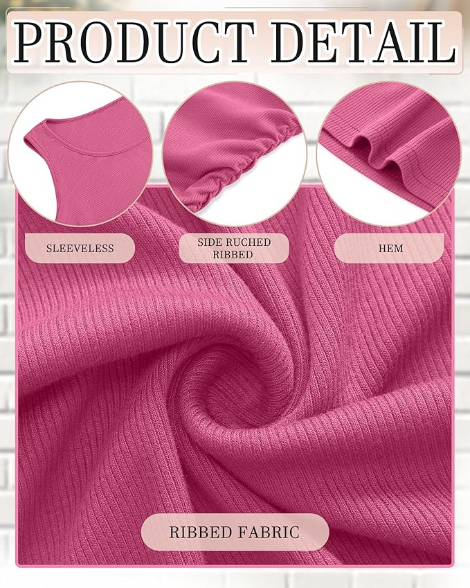 Riyiper 3 Pack Women's Maternity Tank Tops, Sleeveless Cotton Pregnancy Shirts Ribbed Knit Sides Ruched Basic Mama Clothes