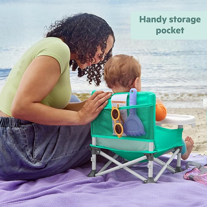Bright Starts Disney Princess Ariel Pop 'N Sit Portable Booster, Indoor/Outdoor Use, Floor Seat with Feeding Tray, 6 Mos - 3 Yrs