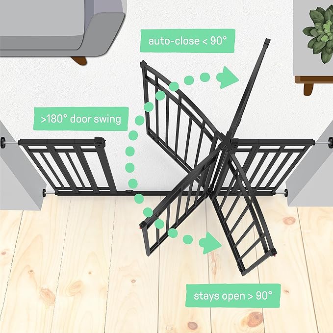 Ingenuity Multi-Use Decorative Extra Tall Walk-Thru Baby Gate, Fits Openings 28.5-48 Inch (Pack of 1), Black Metal, for Doorways and Stairways, 36' Tall Baby and Pet Gate, Black, One Size