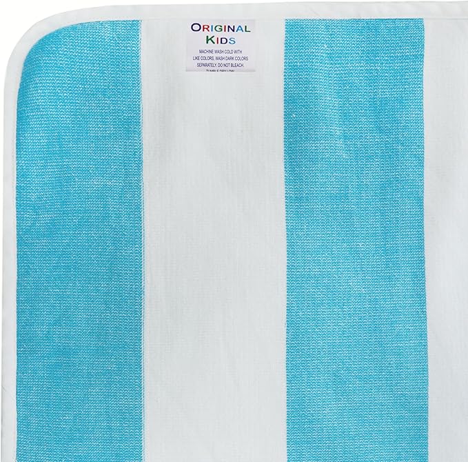 ORIGINAL KIDS Hooded Baby Towel for Newborn - 100% Cotton Baby Bath Towel with Hood - Boys Girls Infants Toddler - Soft Absorbent Beach Pool Newborn Bath Essentials - Large 32x32 - Cabana Stripe Aqua
