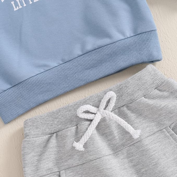 Baby Boy Fall Clothes Set Long Sleeve Letter Print Sweatshirt Pants Toddler Infant Outfits 6 12 18 24 Months 2T