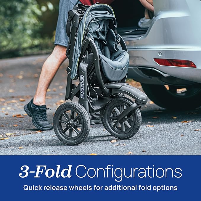 Chicco Activ3 Jogging Stroller, All-Terrain Stroller, Compatible with Chicco Infant Car Seats (not Included), Baby Travel Gear | Eclipse/Grey