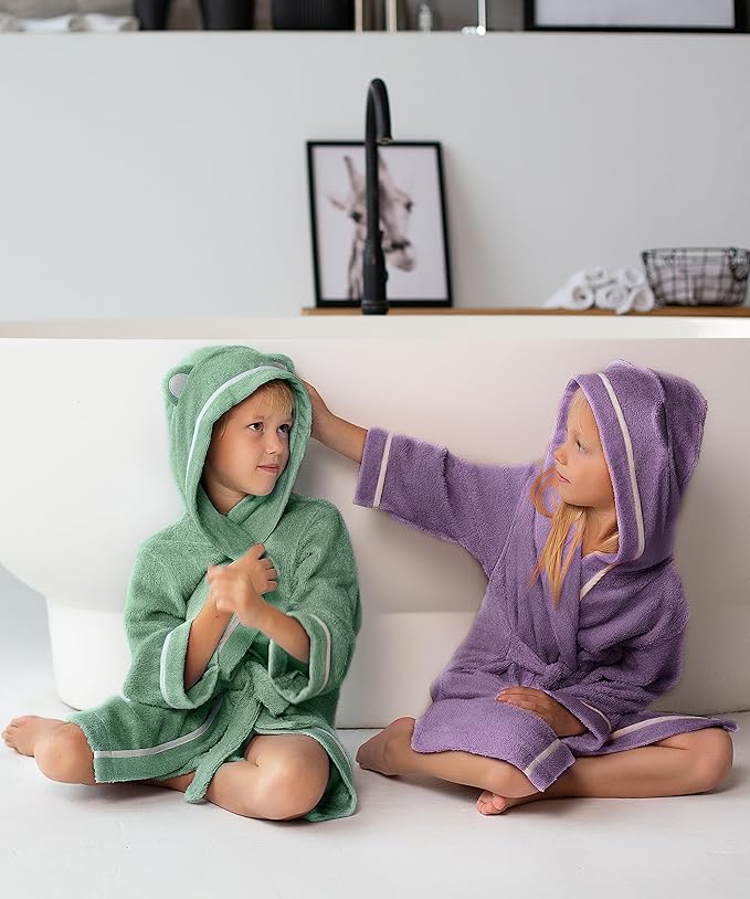 Premium Soft Toddler Bathrobe - Rayon from Bamboo Toddler Robe with Hood - Kids Boys & Girls Robe