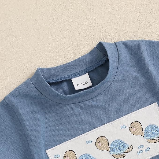 fhutpw Toddler Baby Boy Summer Clothes Tractor Letter Short Sleeve T-Shirt Tops Pockets Casual Shorts Set Infant Outfits