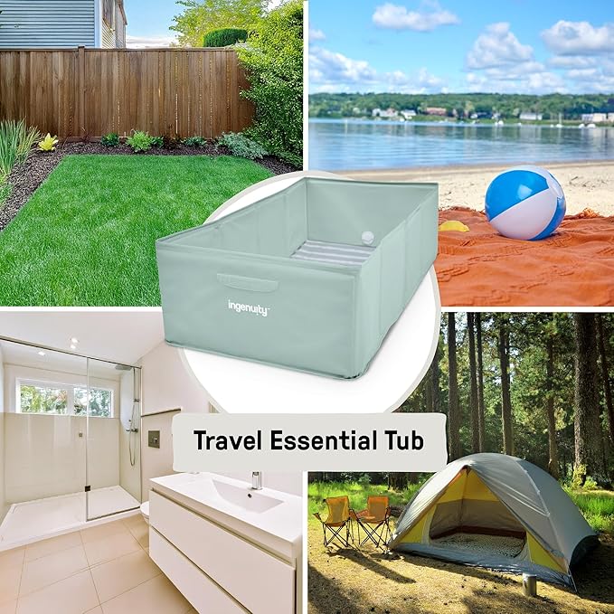 Ingenuity Tuckaway Toddler Folding Tub, Converts Shower to Tub, Folds to Store, Easy to Clean, No Assembly Required, Portable Baby Bathtub for Travel, 12M-5Y