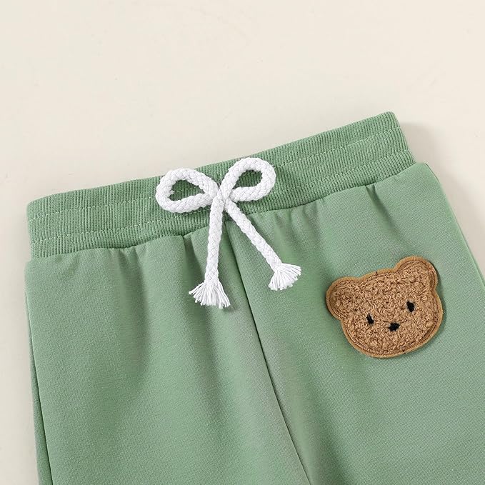 Fall Outfit for Toddler Boy Girl Long Sleeve Bear Sweatshirt Pant Sets Winter Pullover Clothes