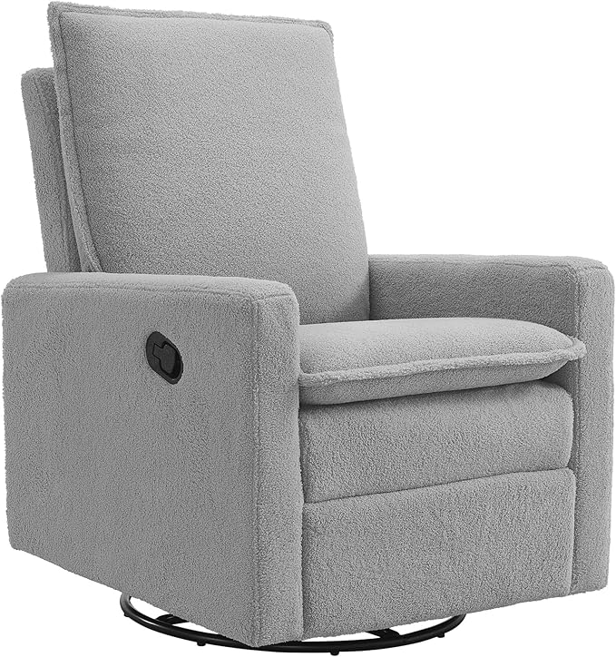 Oxford Baby Uptown Upholstered Swivel Glider and Recliner Nursery Chair,Boucle, Koala Gray