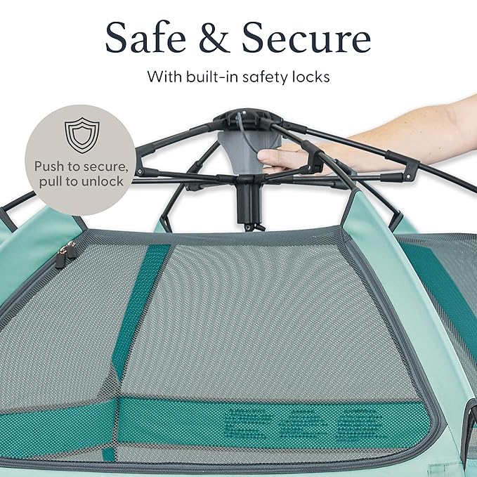 POP 'N GO PLAYPEN - Indoor & Outdoor Baby Playpen for Babies and Toddlers - Baby Beach Tent, Foldable, Portable W/Canopy, Travel Bag, & Mosquito Net - Pop Up Pack and Play Tent (Sweet Mint)