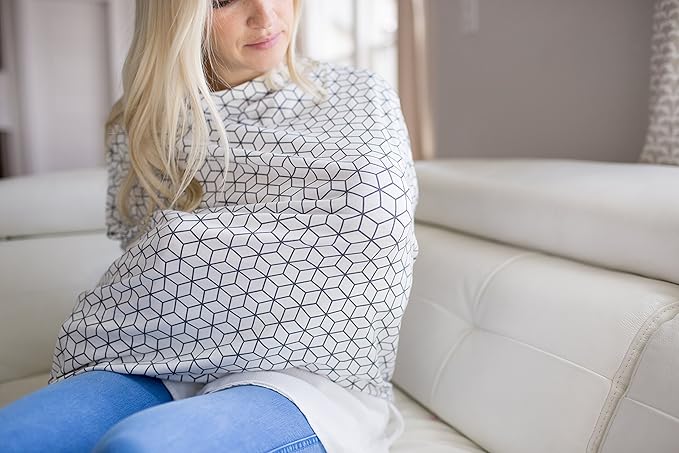 Baby Car Seat Cover Canopy and Nursing Cover Multi-Use Stretchy 5 in 1 Gift Onyx by Copper Pearl