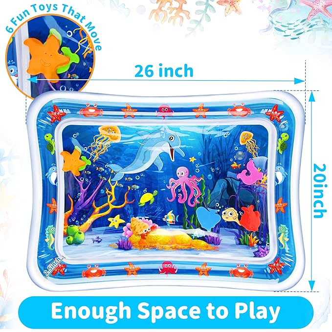 Tummy Time Water Mat丨Inflatable Tummy Time Water Play Mat for Babies, Infants and Toddlers 3 to 24 Months Promote Development Toys Baby Toys essentials and Gifts