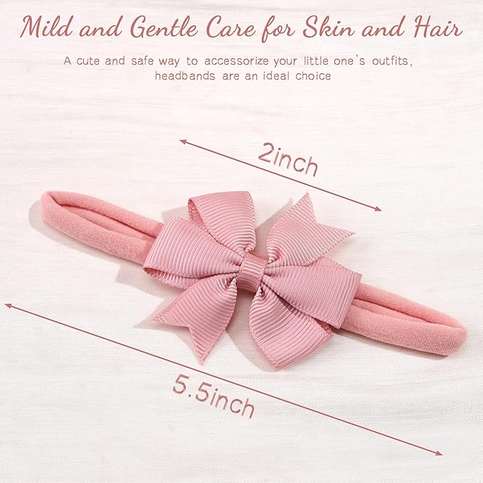 JOYOYO 40pcs Mini Baby Girls Grosgrain Ribbon Hair Bows Headbands 2" Hairband Hair Accessories for Baby Girl Infants Newborn and Toddler